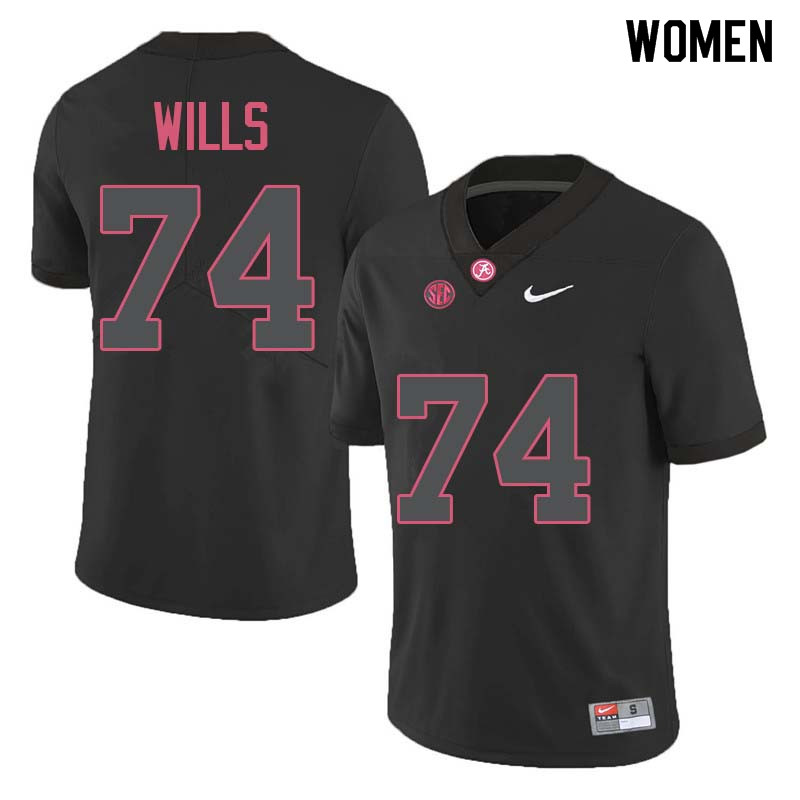 Women #74 Jedrick Wills Alabama Crimson Tide College Football Jerseys Sale-Black - Click Image to Close